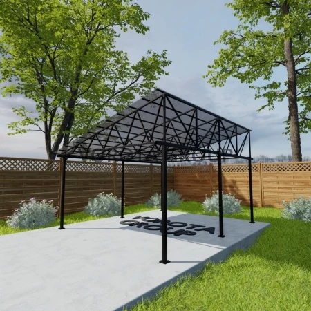 Треугольный навес бронзово-серого цвета, монолитный поликарбонат 4500*7000